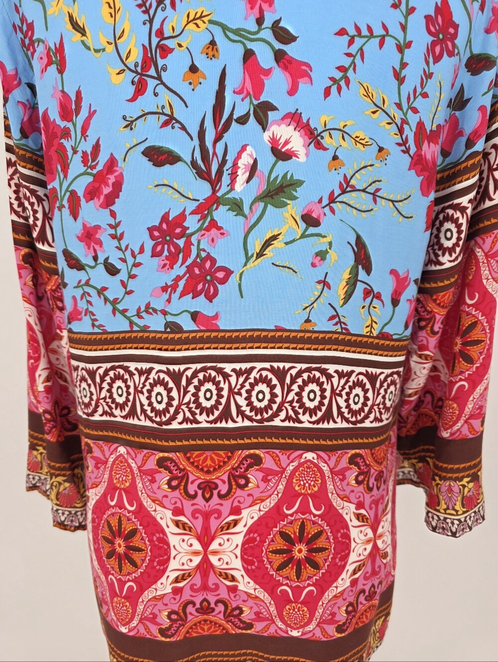Aziza Embroidered Floral Tassel Tie Boho Tunic Blouse Medium - Picture 6 of 9